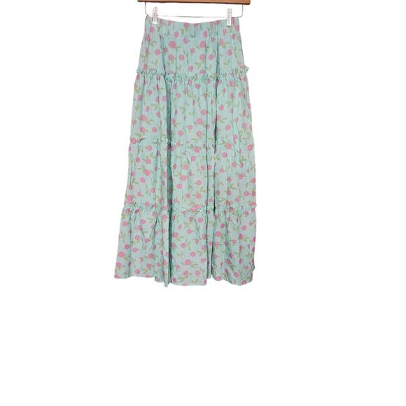 Blu Pepper Maxi Skirt with Cherries - Picture 1 of 5